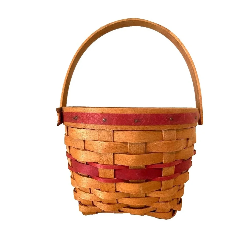VTG Longaberger Christmas Collection 1994 Jingle Bell Basket w/ Imperial Stripe
